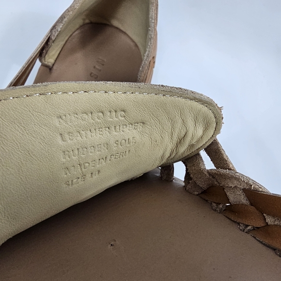 NIB Nisolo Huarache Sandal Handwoven Leather Woven Slip On Flats Almond Tan 10 - Picture 13 of 15